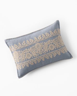 Classic Blue Embroidered Pillow Cover Hill