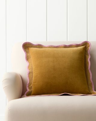 Ochre/Orchid Velvet Scallop Pillow Cover Hill