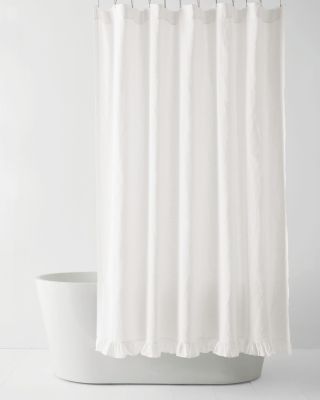 EmbellishedTrim RelaxedLinen Shower Curtain Hill