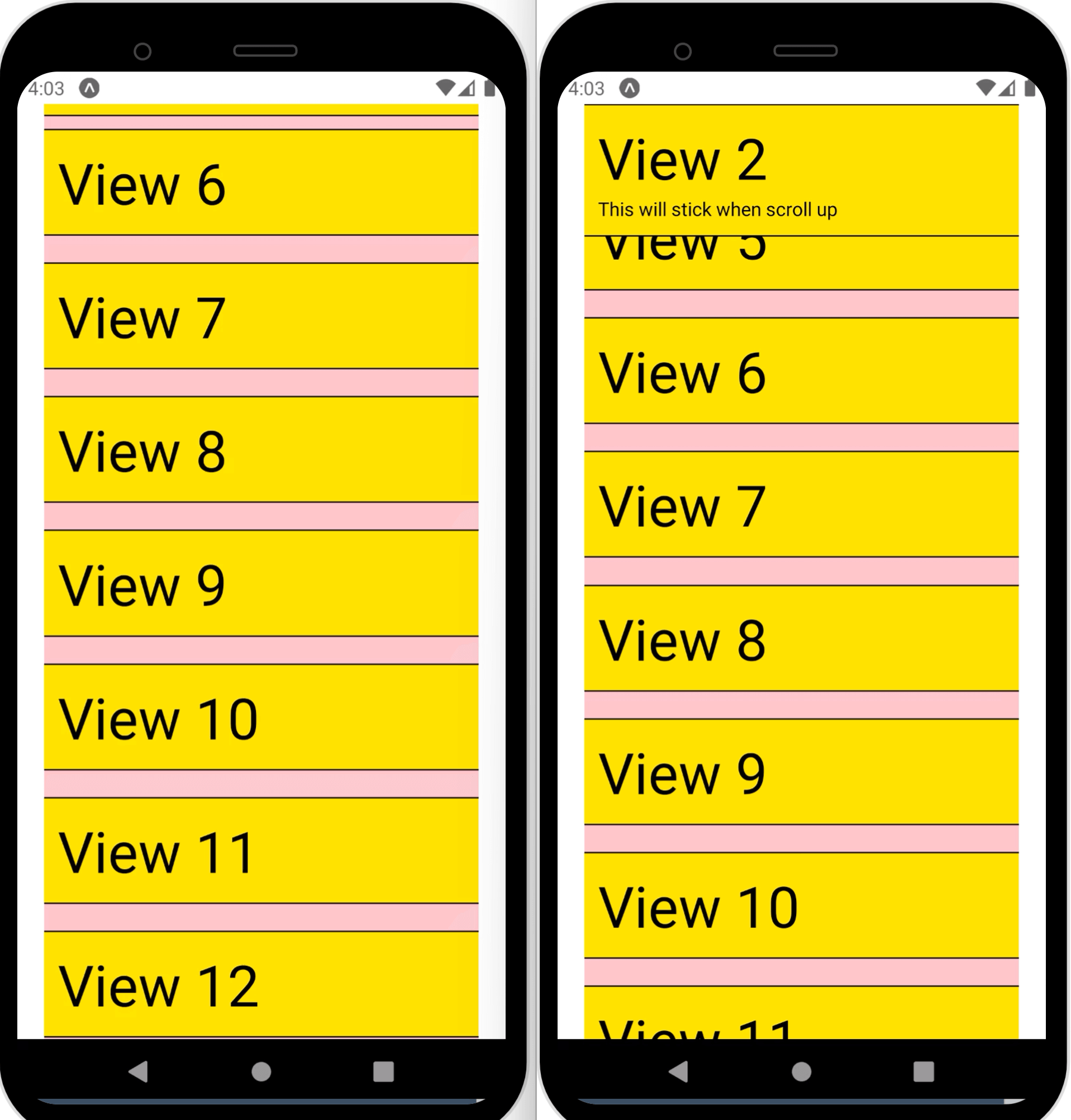How to hide sticky component on scroll down in ScrollView React Native?