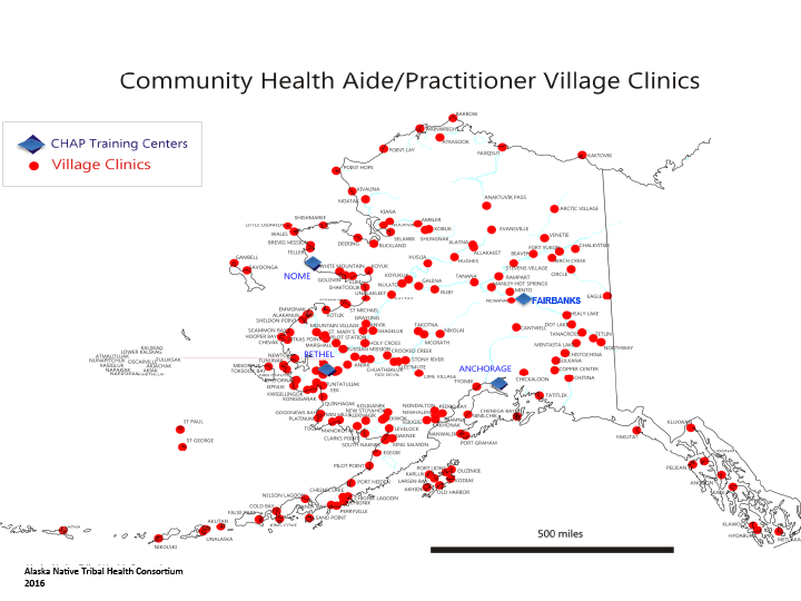 Map of Village Clinics CHAP Alaska