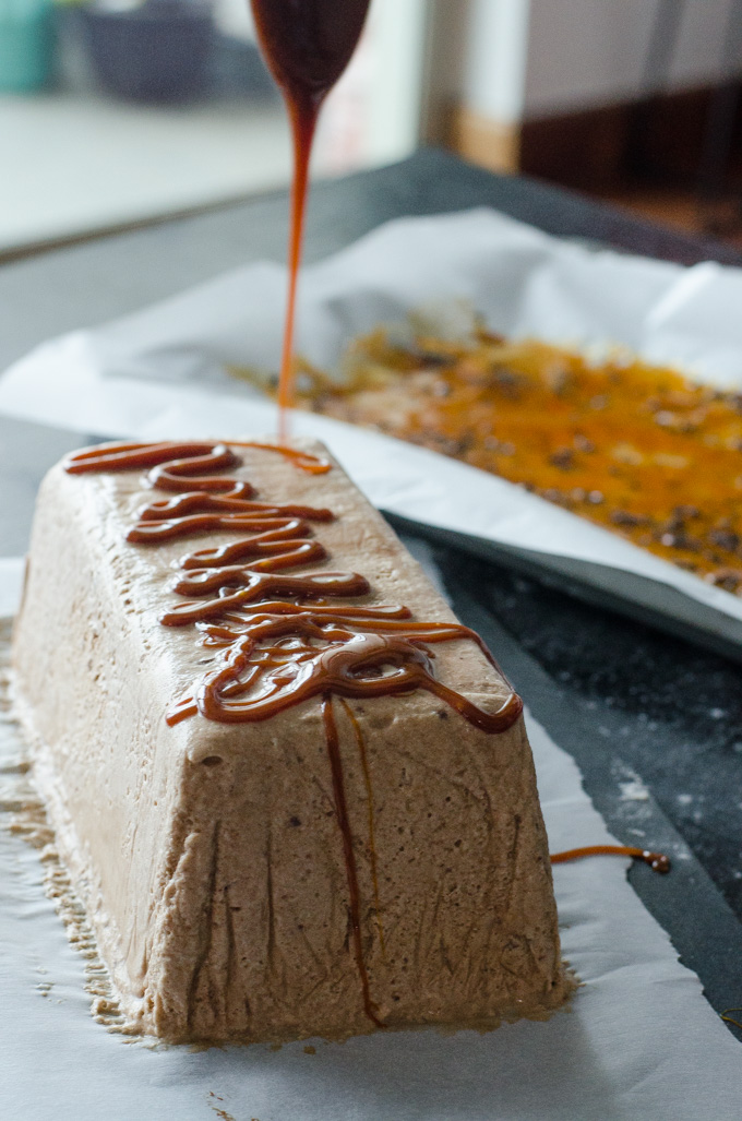 Espresso Semifreddo with Salted Butter Caramel and Coffee Praline A