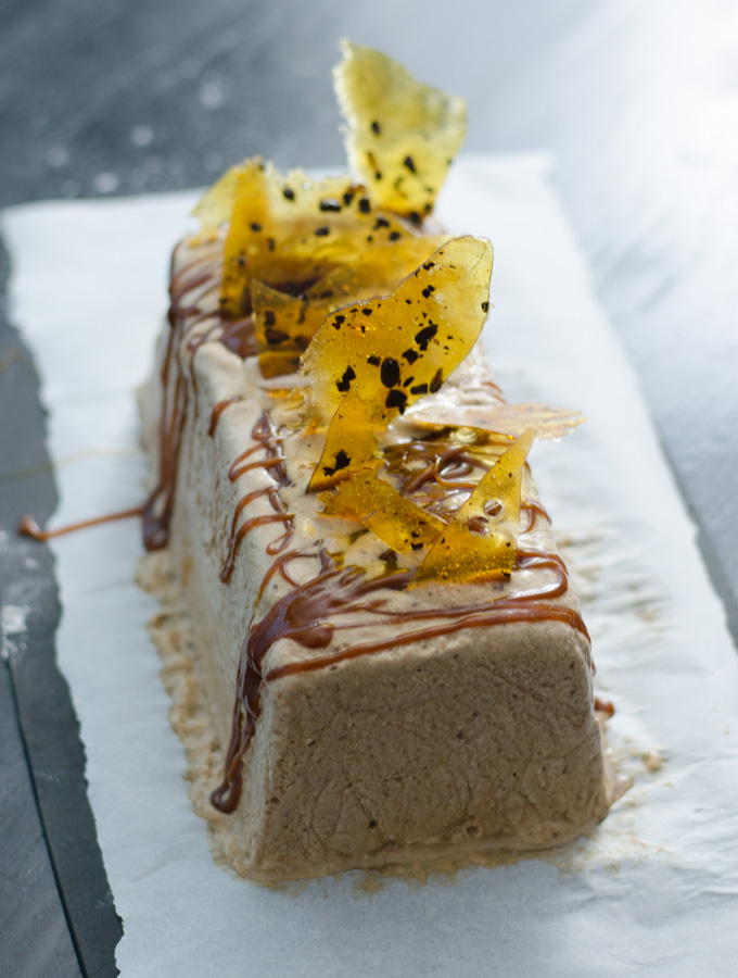 Espresso Semifreddo with Salted Butter Caramel and Coffee Praline A