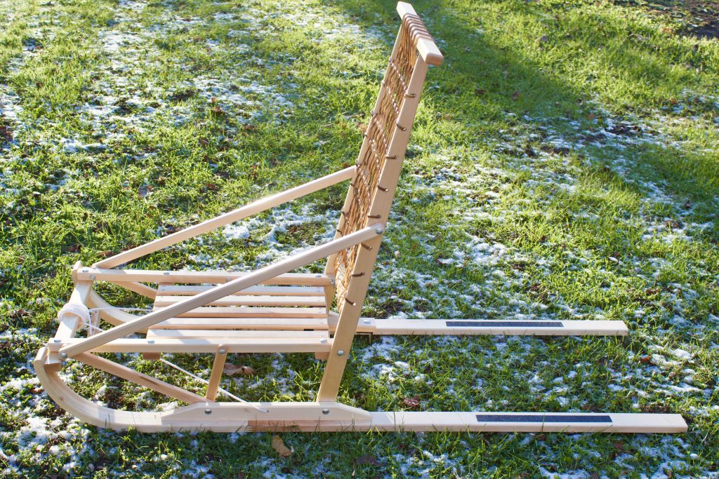Wooden foldable Kicksled with UHMW Runners made in Canada! AKKO Sports