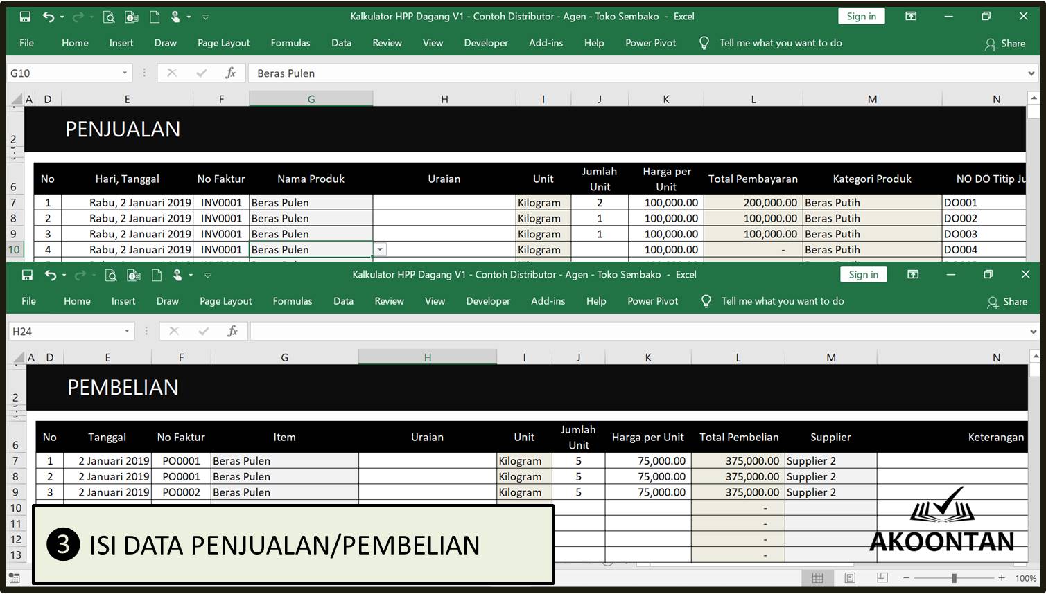 AK161AWXL KALKULATOR HPP USAHA DAGANG Akoontan