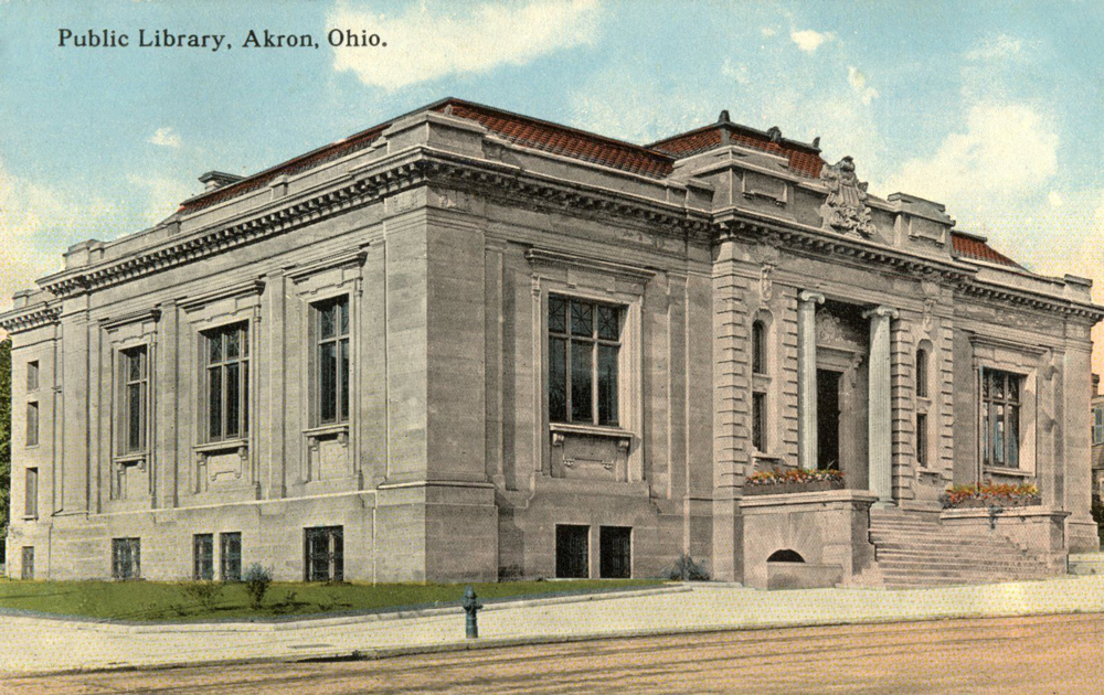 Public Library Akron Postcards