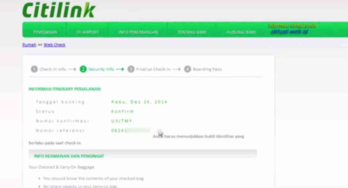 Cara Terbaru Web Check In Citilink Online Informasi Aktual
