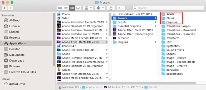 Adobe ae 2018 user presets folder mokasinsw