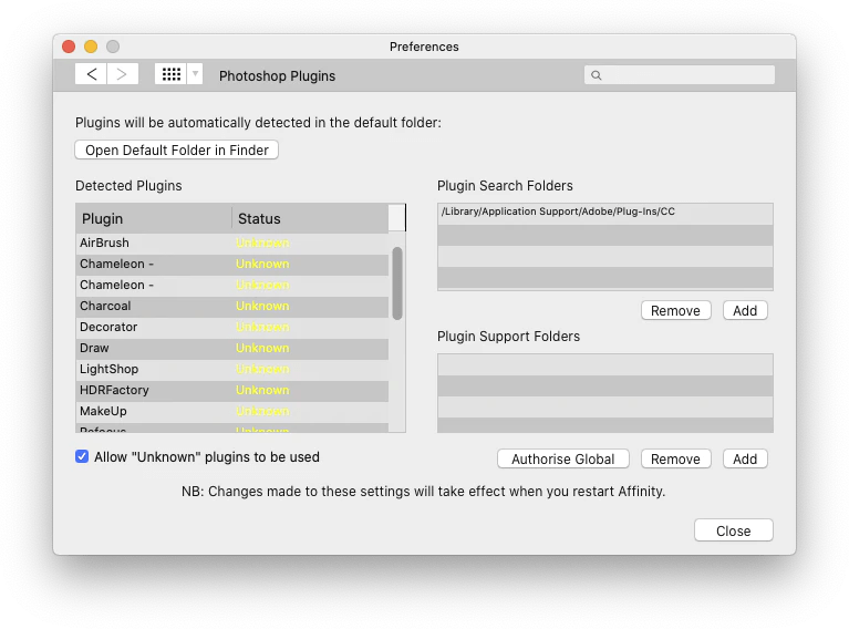 Add AKVIS Plugins to Affinity Photo on Mac