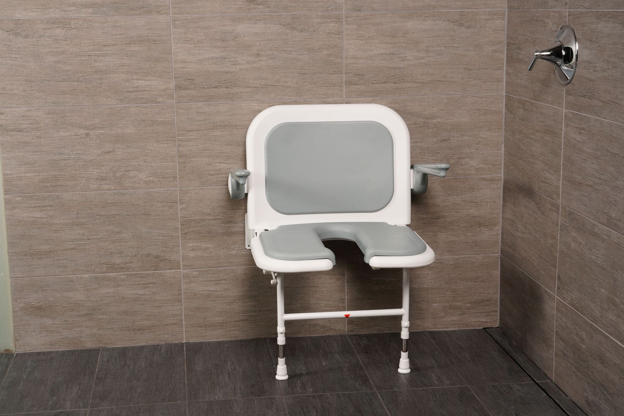 Wide 'U' Shower Seat with back & arms, gray pads Wide 'U' Shower Seat