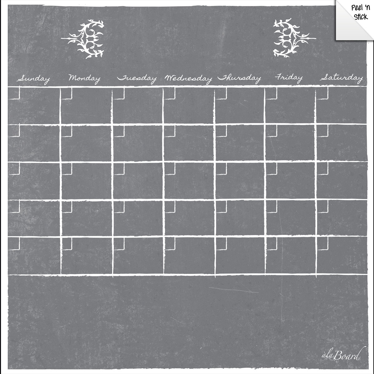 Monthly Calendar Wall Decal (Gray Chalkboard) + Marker 5 Pack