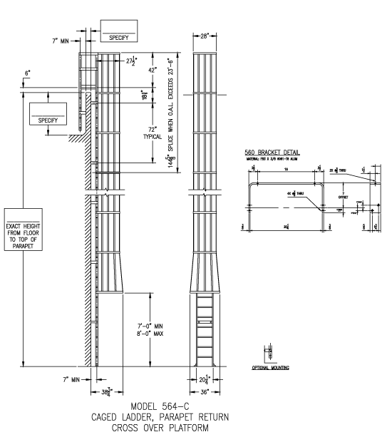 564C Parapet Return Ladder Alaco Ladder