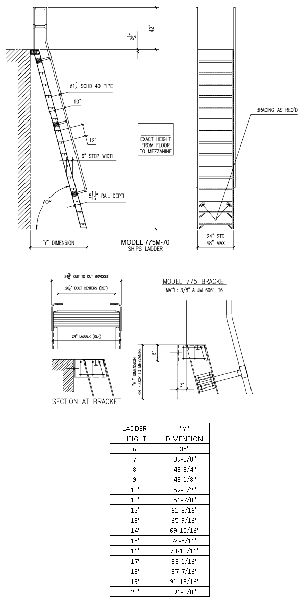 M100070 70° Ships Ladder Alaco Ladder