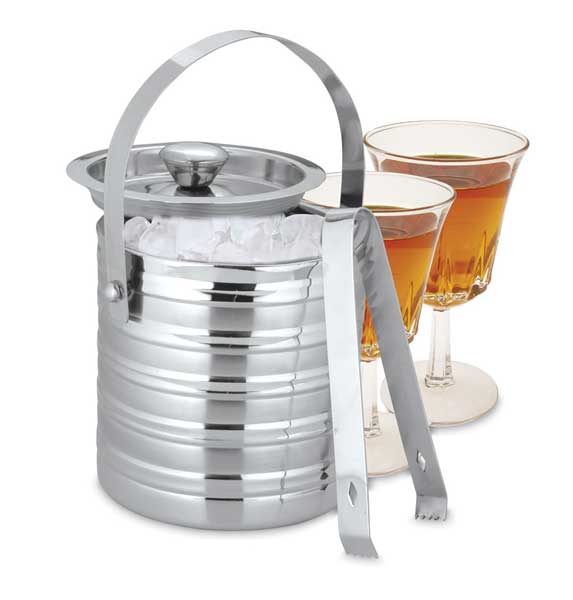 Double Wall Ribbed & Matt Straight Ice Bucket With Tong Alamode by