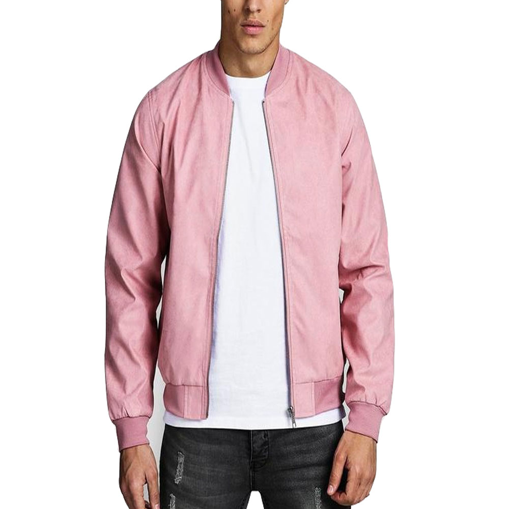 fashion designer faux suede bomber men pink jacket Alamode