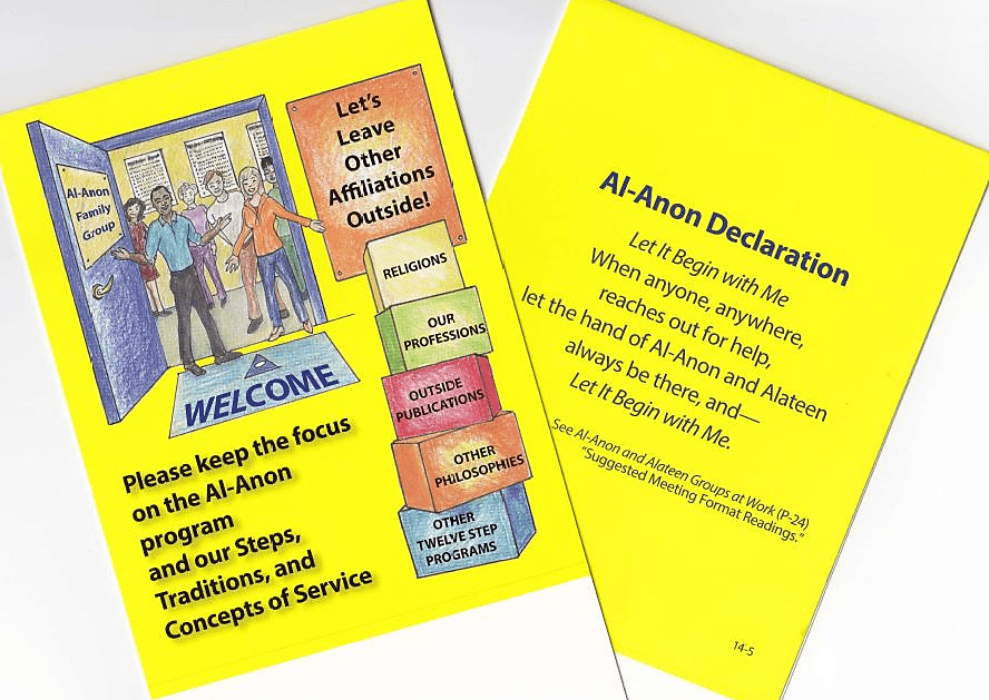 AlAnon Focus/Declaration Table Card AlAnon of Greater Los Angeles