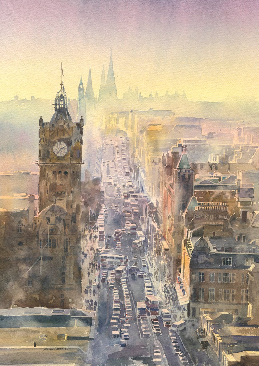 Princes Street Edinburgh Painting Original Watercolour Painting