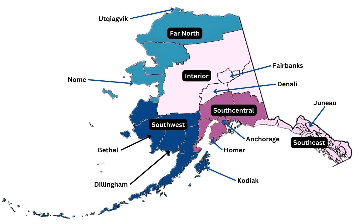 What are the 5 Regions of Alaska?