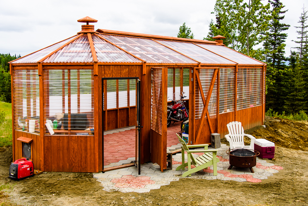 Alaska Greenhouse A sturdy, great looking, gazebo shaped greenhouse assembled onsite.