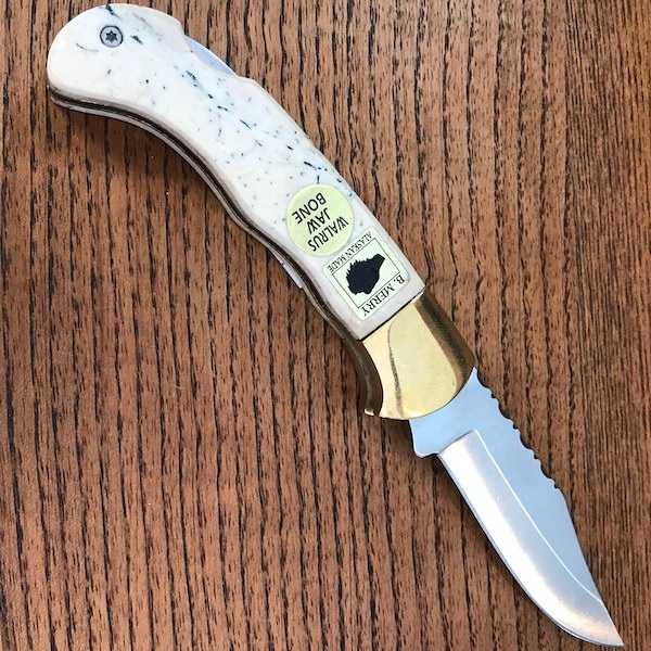 Pocket Knife with Walrus Jaw Bone Handle Alaska Mint