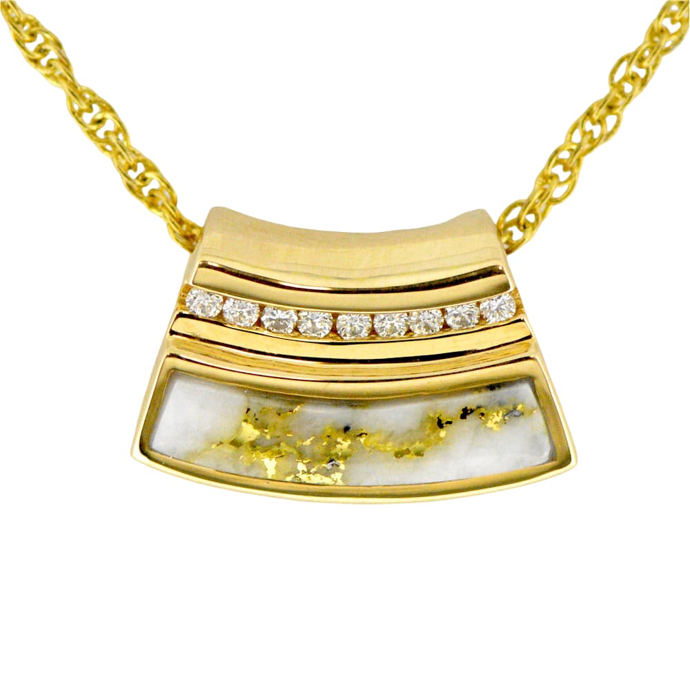 Gold Quartz & Diamond Pendant PN888DQX Alaska Mint