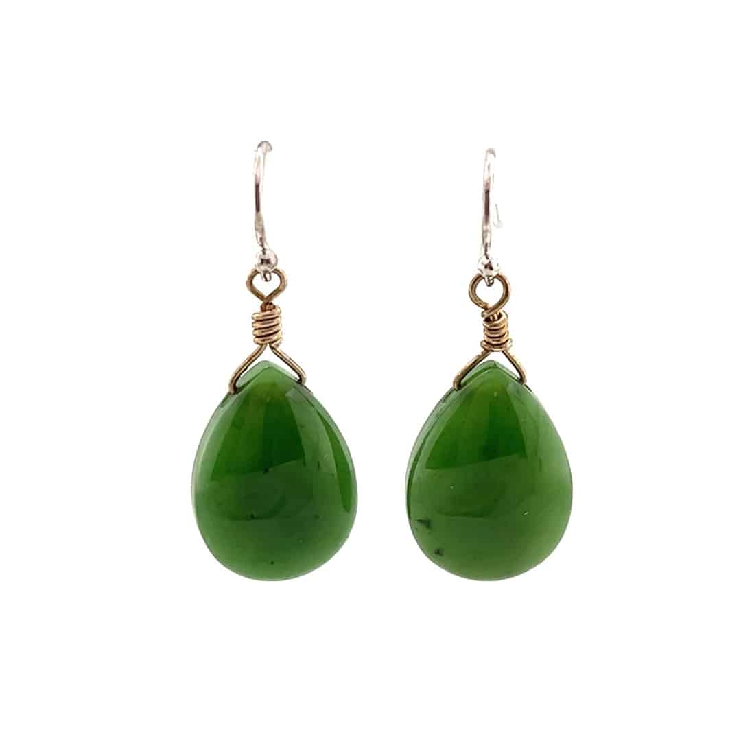 Jade Teardrop Dangle Earrings Alaska Mint