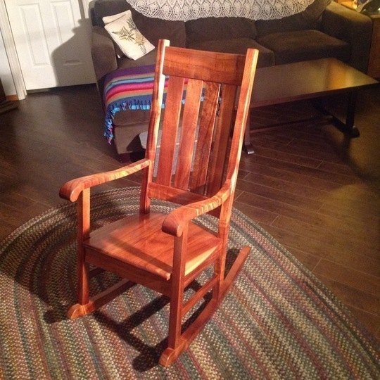 Alaska's List Handmade Curvy Koa Wood Rocking Chair For Sale