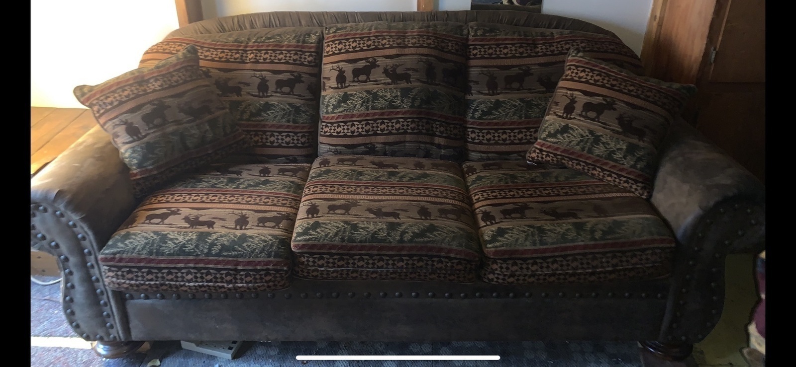 Alaska's List Couch with Alaskan Motif For Sale