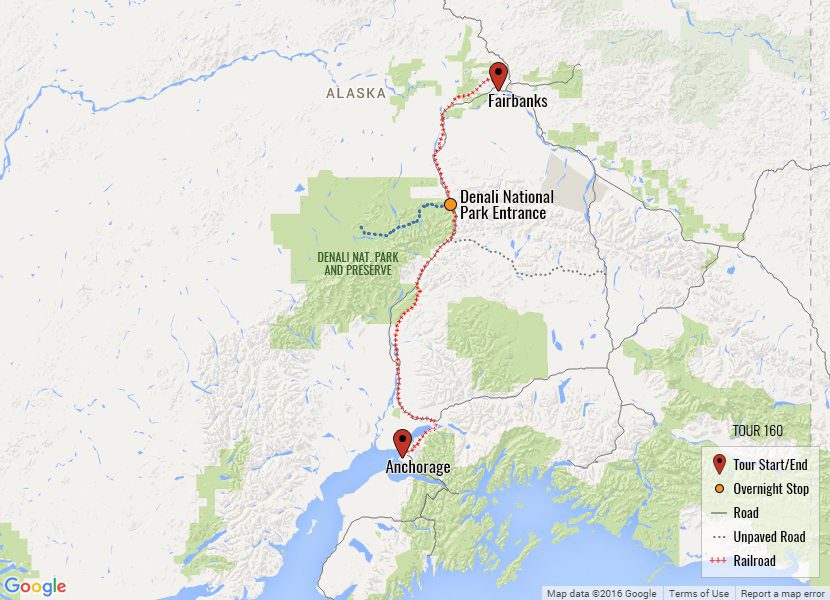 Alaska Train Vacation Anchorage, Denali Park Tour Fairbanks