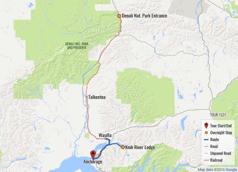 Alaska PreCruise Vacation Anchorage to Knik River, Denali Alaska Rail