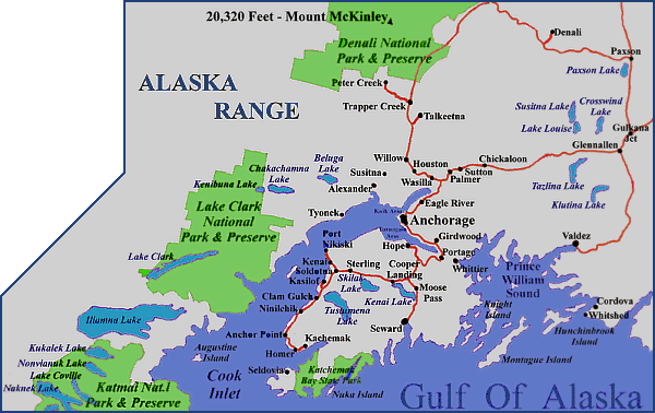South Central Alaska Map The Southcentral region of Alaska AlaskaWeb
