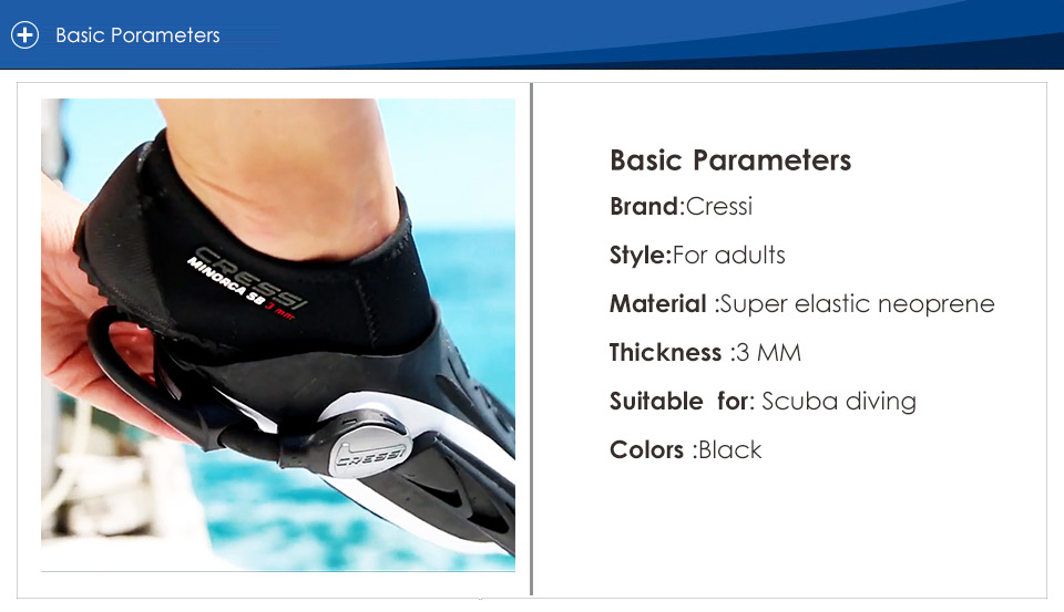 Short Booties Cressi 3mm Minorca w/Anti Slip Rubber Soles