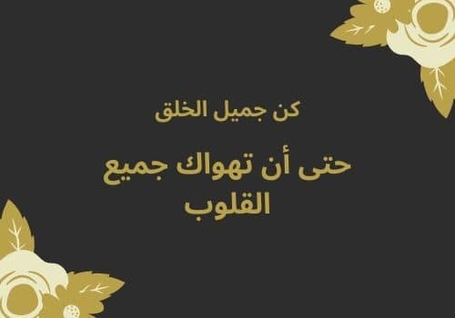 كن جميل الخُلق حتى أن تهواك جميع القلوب.