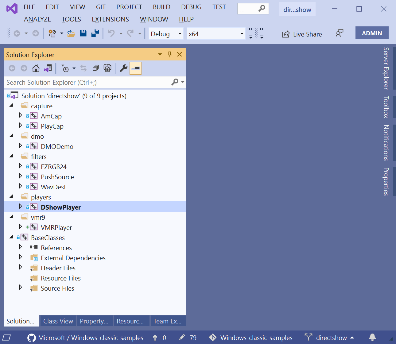 Windows SDK DirectShow Samples adapted for Visual Studio 2019 Fooling