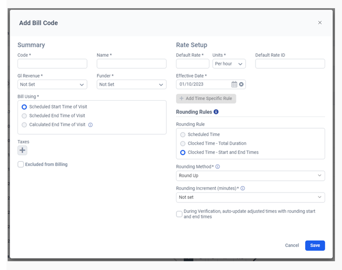 How do I create rounding rules for bill codes and pay codes? AlayaCare