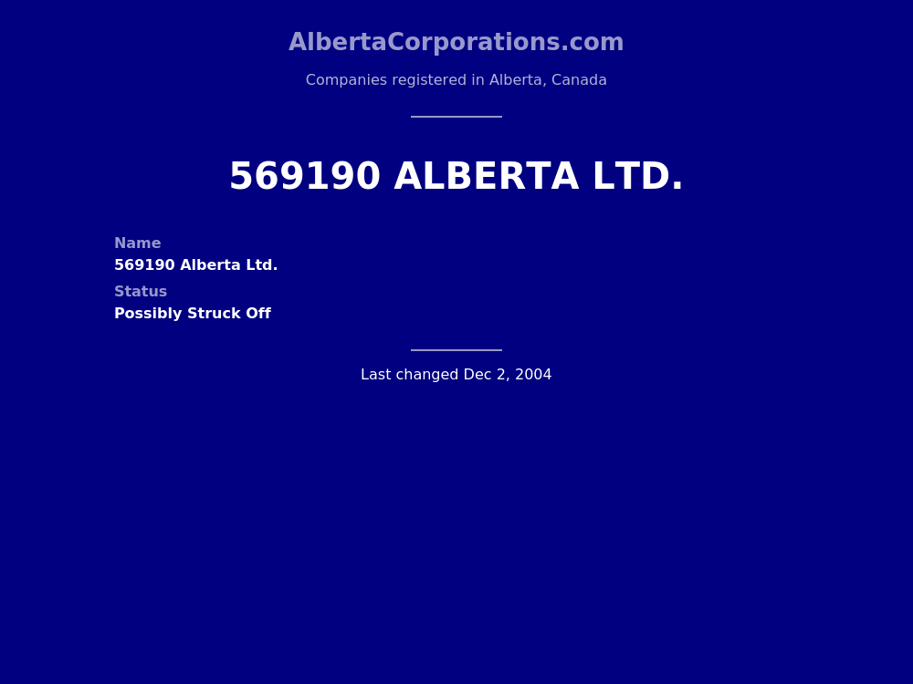 569190 Alberta Ltd. Alberta Corporations