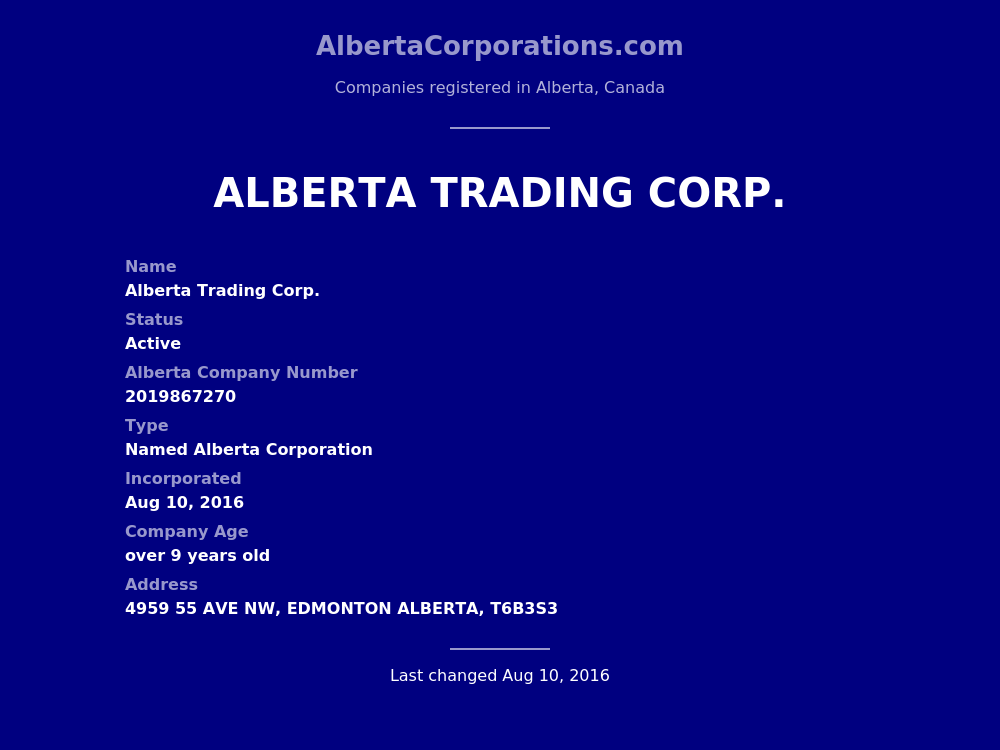 Alberta Trading Corp. Edmonton Alberta Corporations