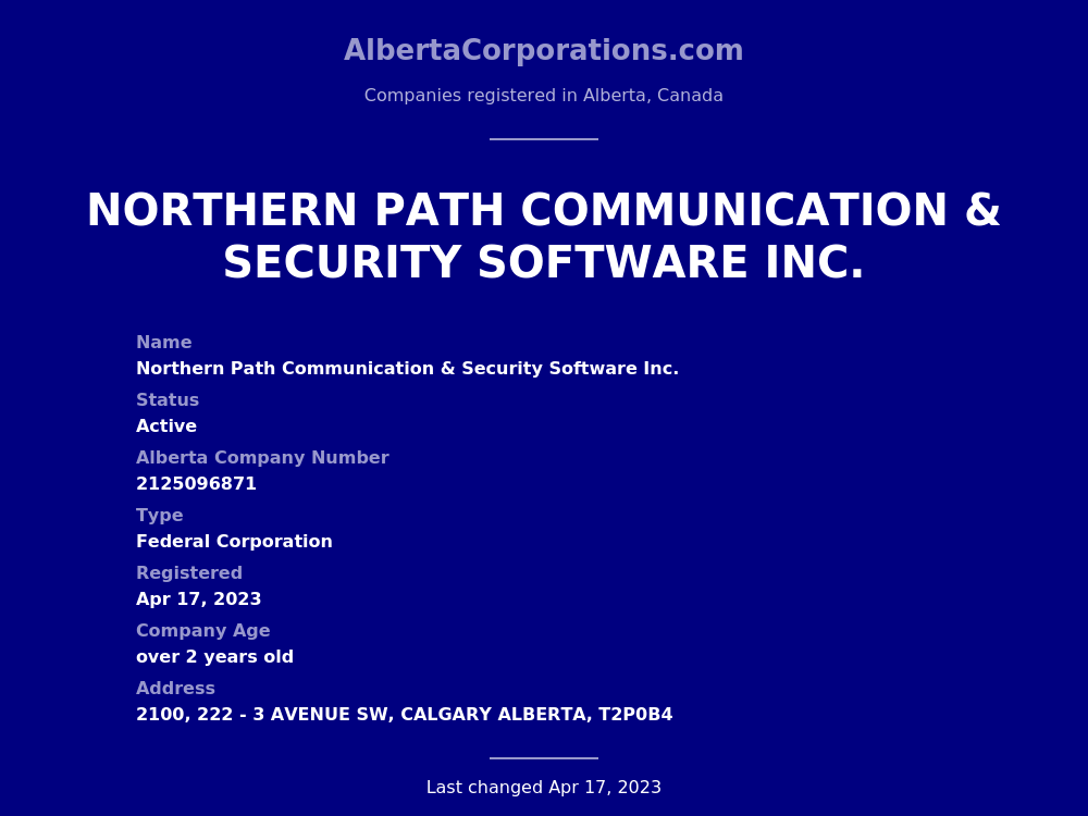 Northern Path Communication & Security Software Inc.