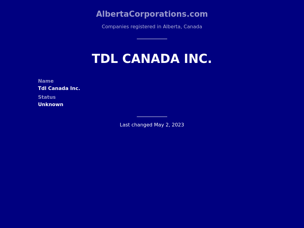Tdl Canada Inc. Alberta Corporations