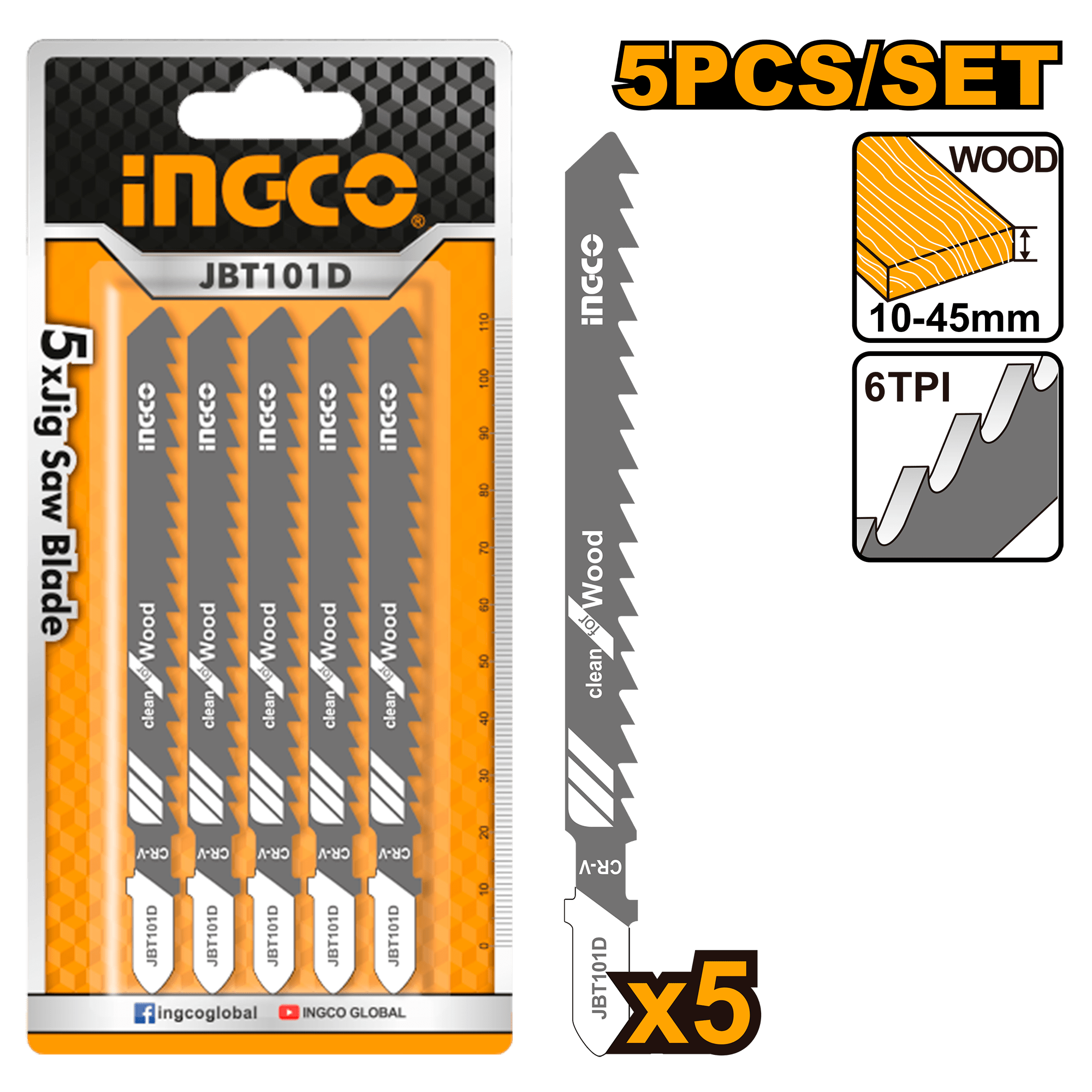 INGCO Jig saw blade for wood (JBT101D) Albirco