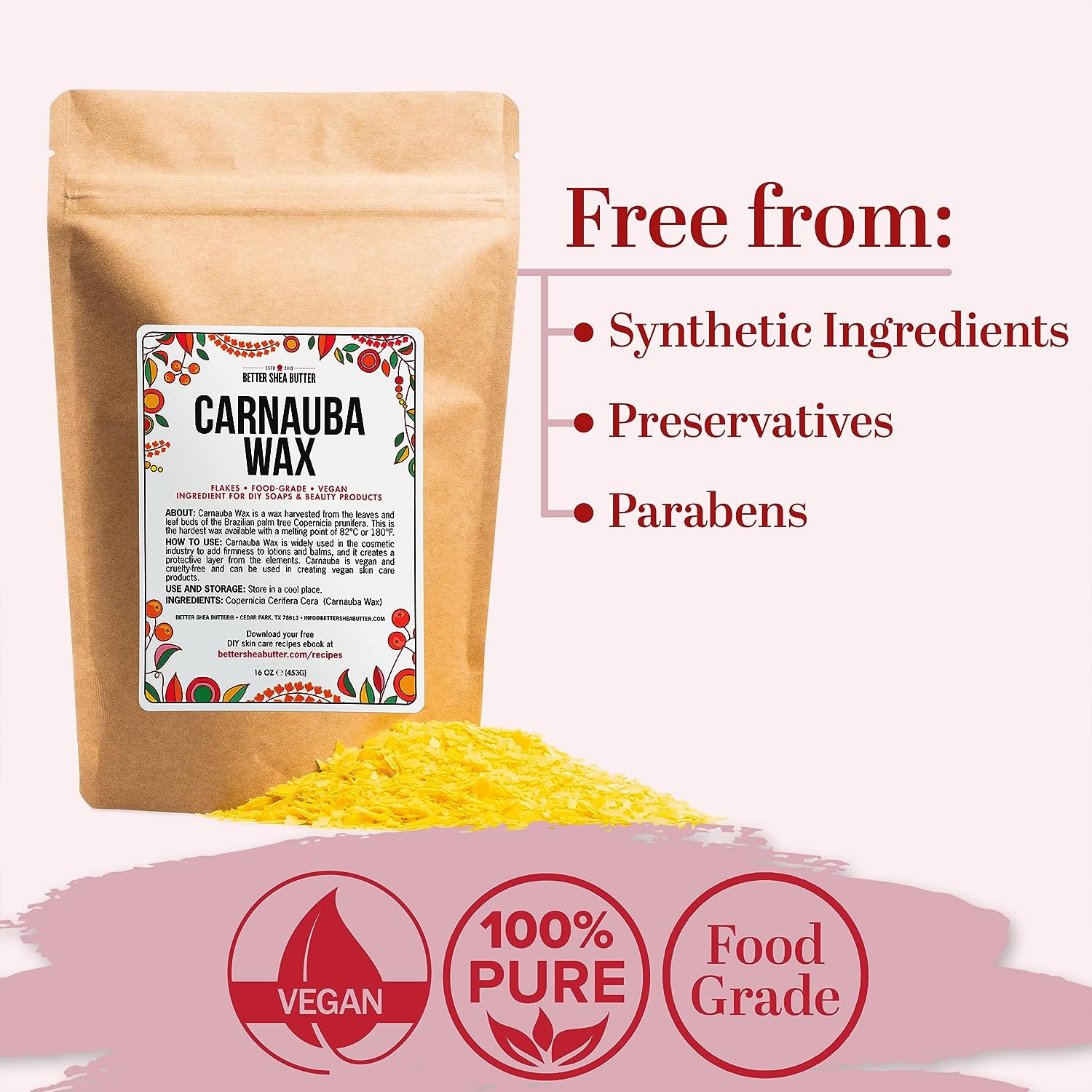 Carnauba Wax Flakes, Food grade, Vegan, 1 Lb Albochemicals Lab and