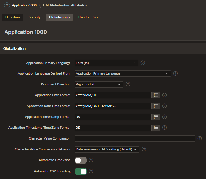 تنظیم فرمت تاریخ در APEX Alborz APEX
