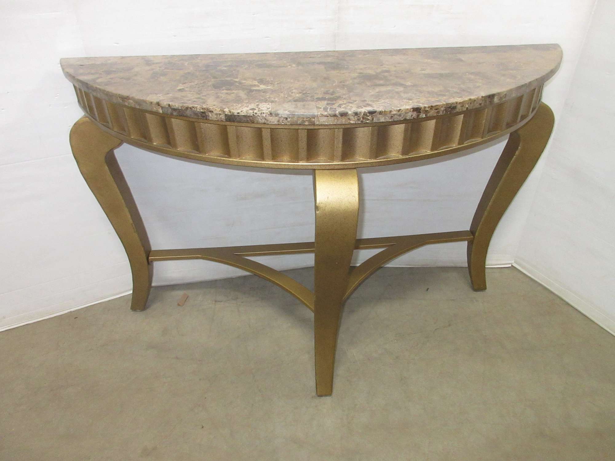 Albrecht Auctions Checkered Granite Top Sofa Table, Real Granite