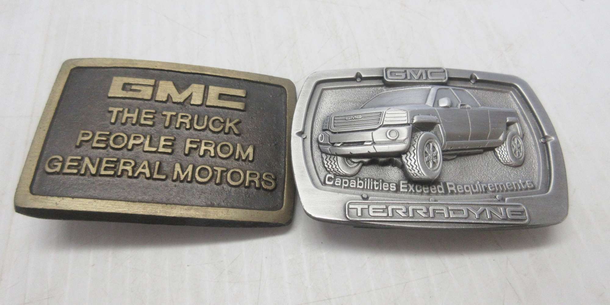 Albrecht Auctions (2) Metal GMC Belt Buckles 1 GMC Terradyne Belt