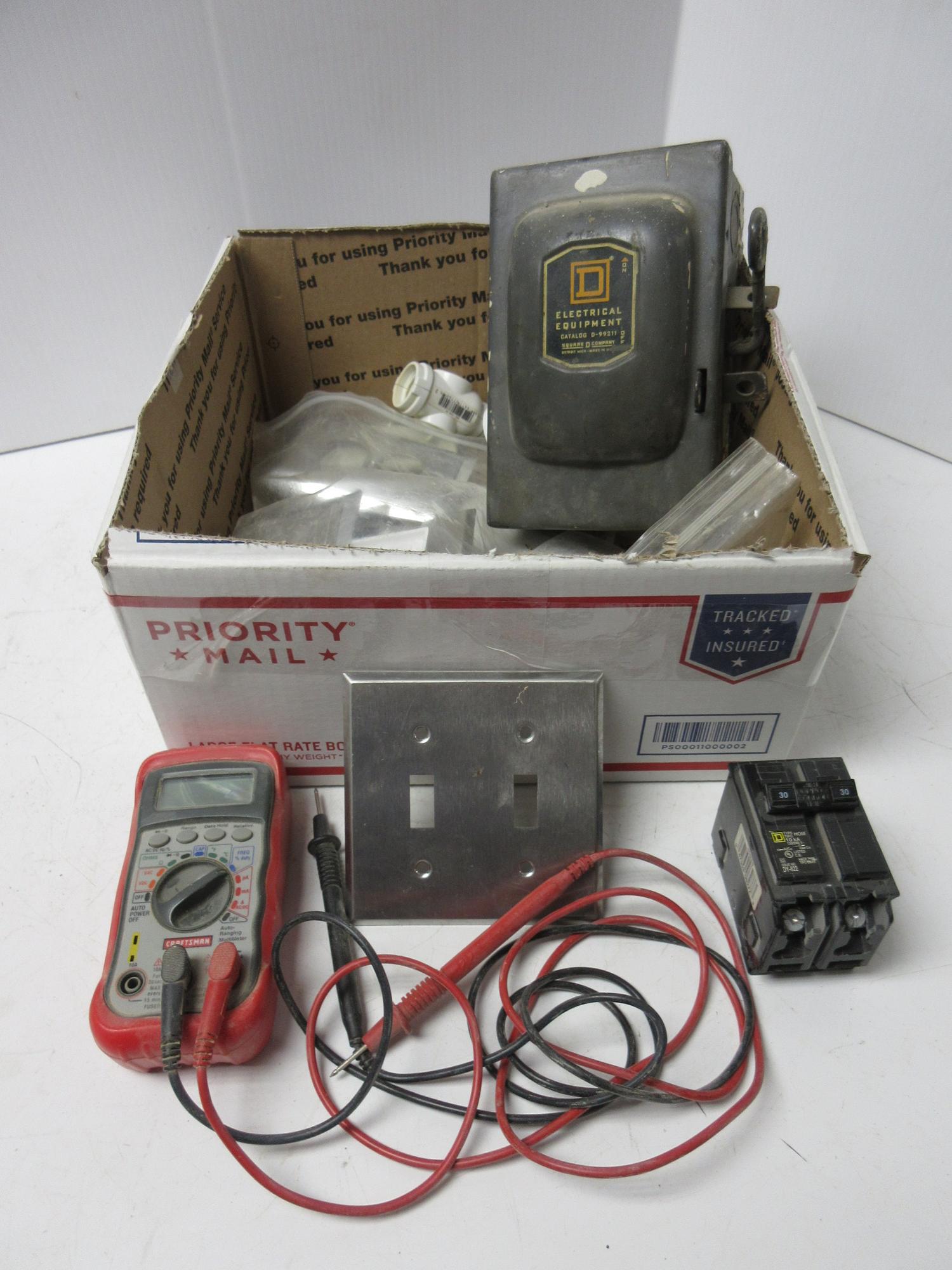 Albrecht Auctions Box of Electrical Items, Include Craftsman Auto