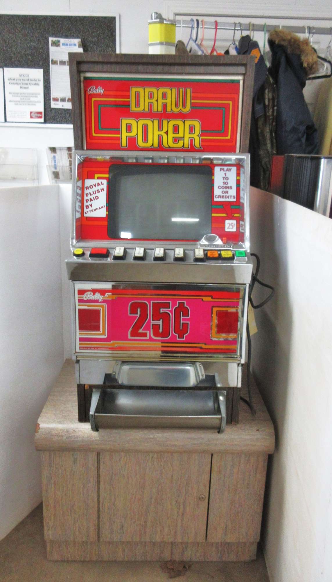 Albrecht Auctions Bally's Draw Poker Slot Machine with Stand