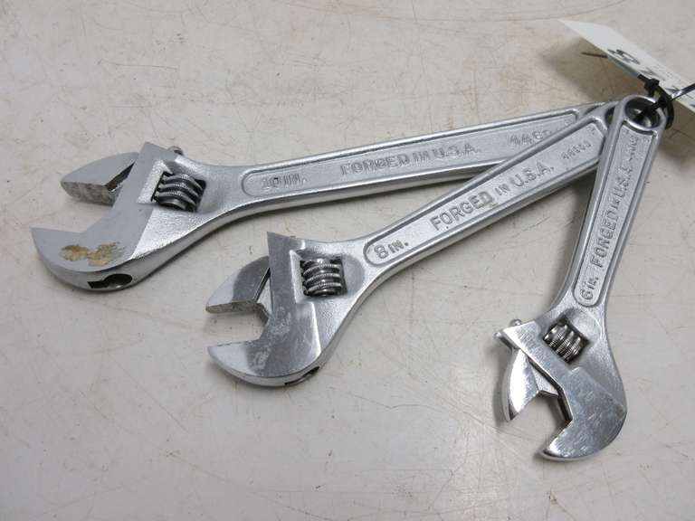 Albrecht Auctions (3) Craftsman Crescent Wrenches 6&quot;, 8&quot;, and 10&quot;