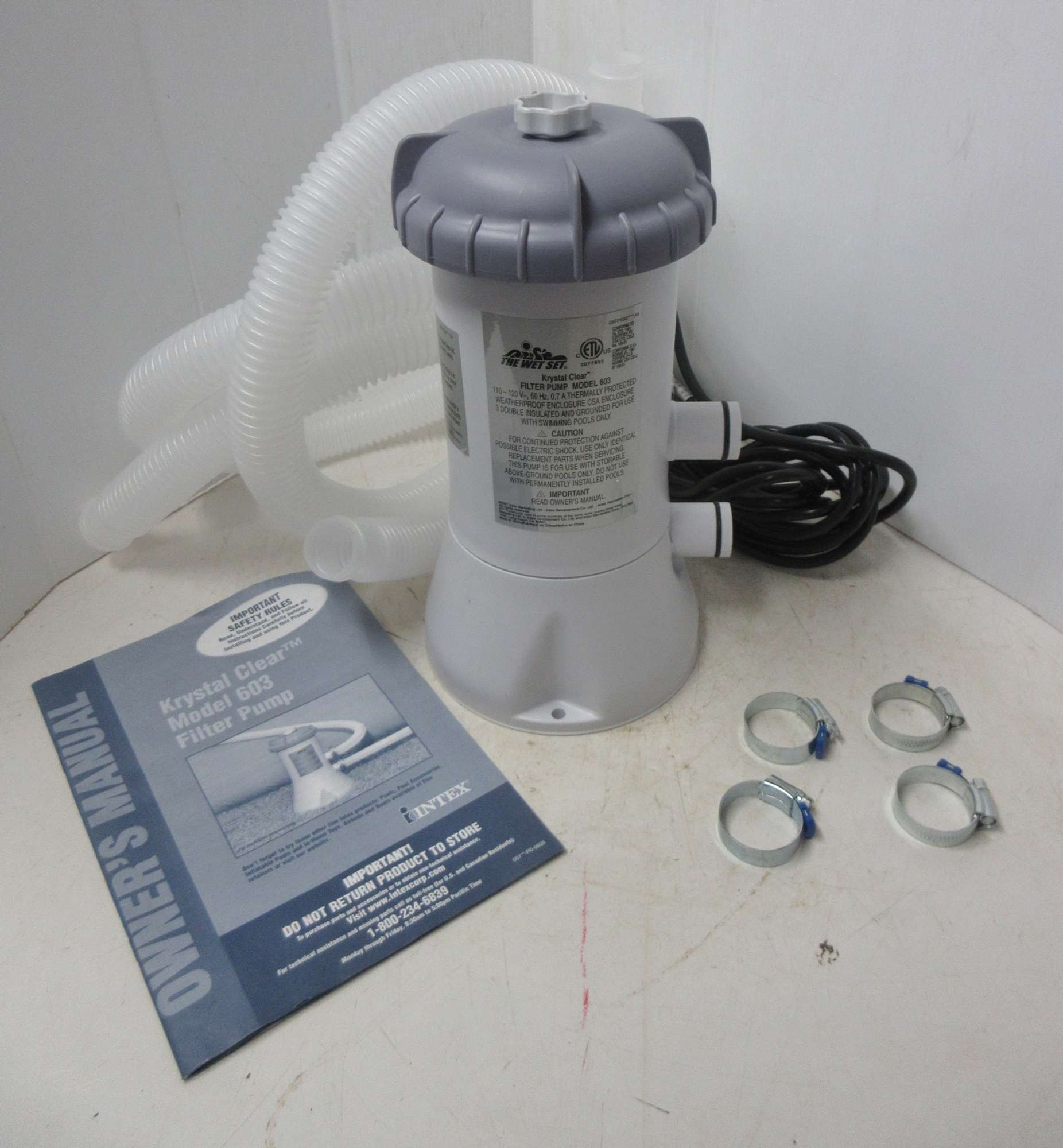 Intex Krystal Clear Filter Pump Model 603 Maintenance Items