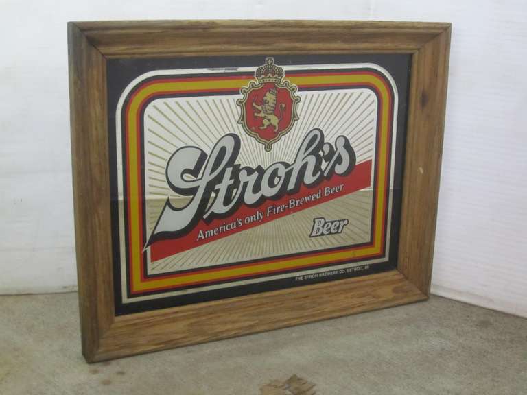 Albrecht Auctions Old Stroh's Beer Mirror