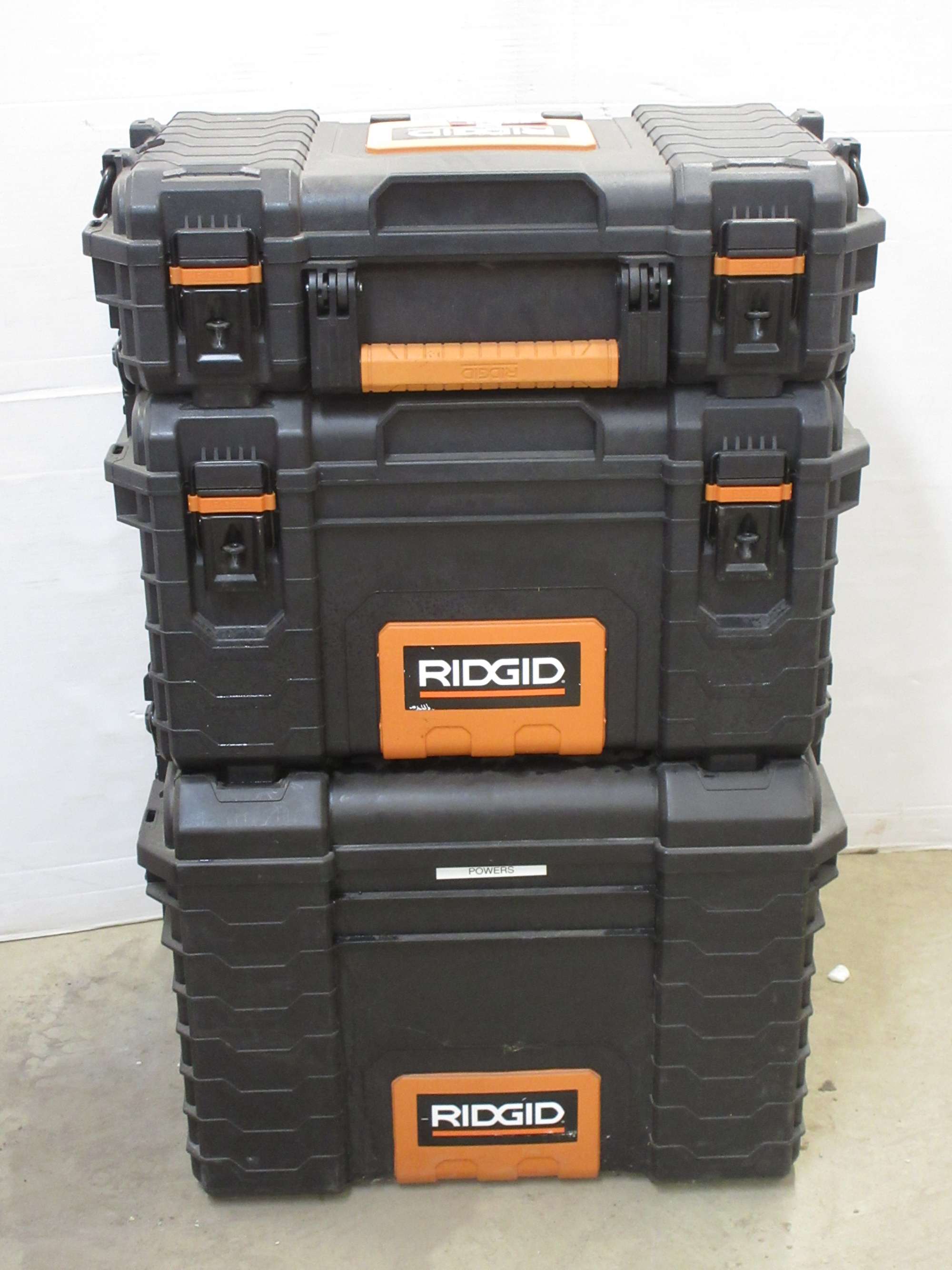 Albrecht Auctions Ridgid Rolling Stackable Tool Box with (3) Boxes